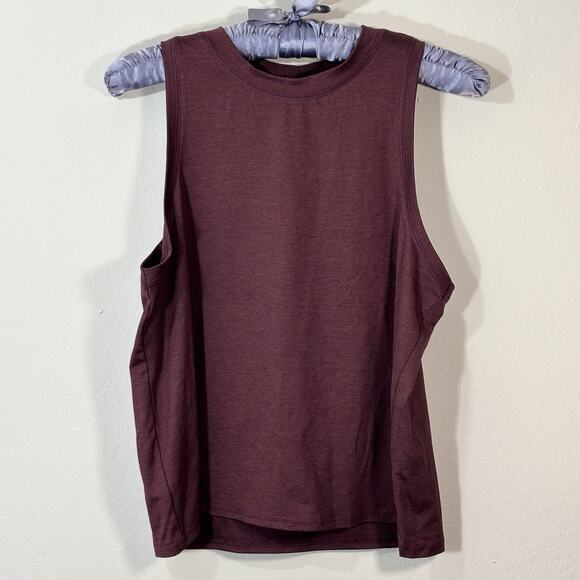 Quince Women Essential Run Cropped Muscle Tank Sleeveless Top Maroon S NWT - Picture 1 of 5